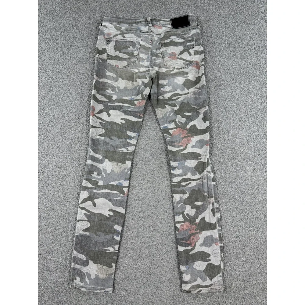 True Religion Jeans Women's Size 28 Gray Camo Floral Halle Mid-Rise Super Skinny - Picture 3 of 11